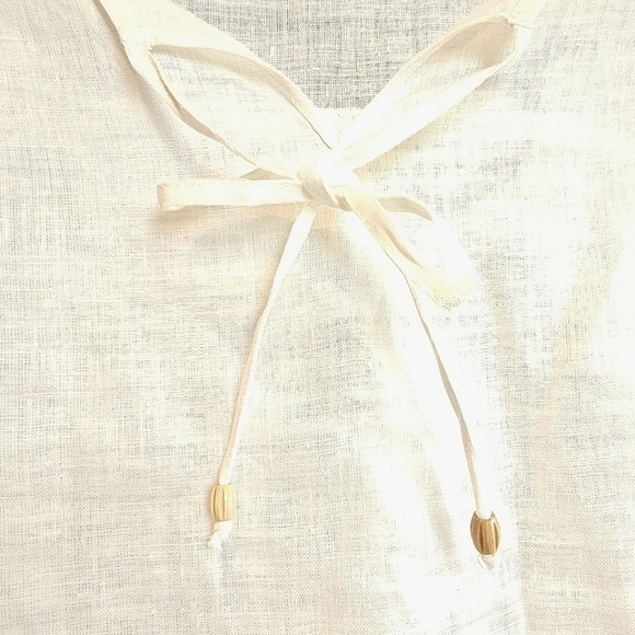 Ivory Linen Boho MYSTIC BLUE Pullover Blouse Size 16 - Picture 7 of 9